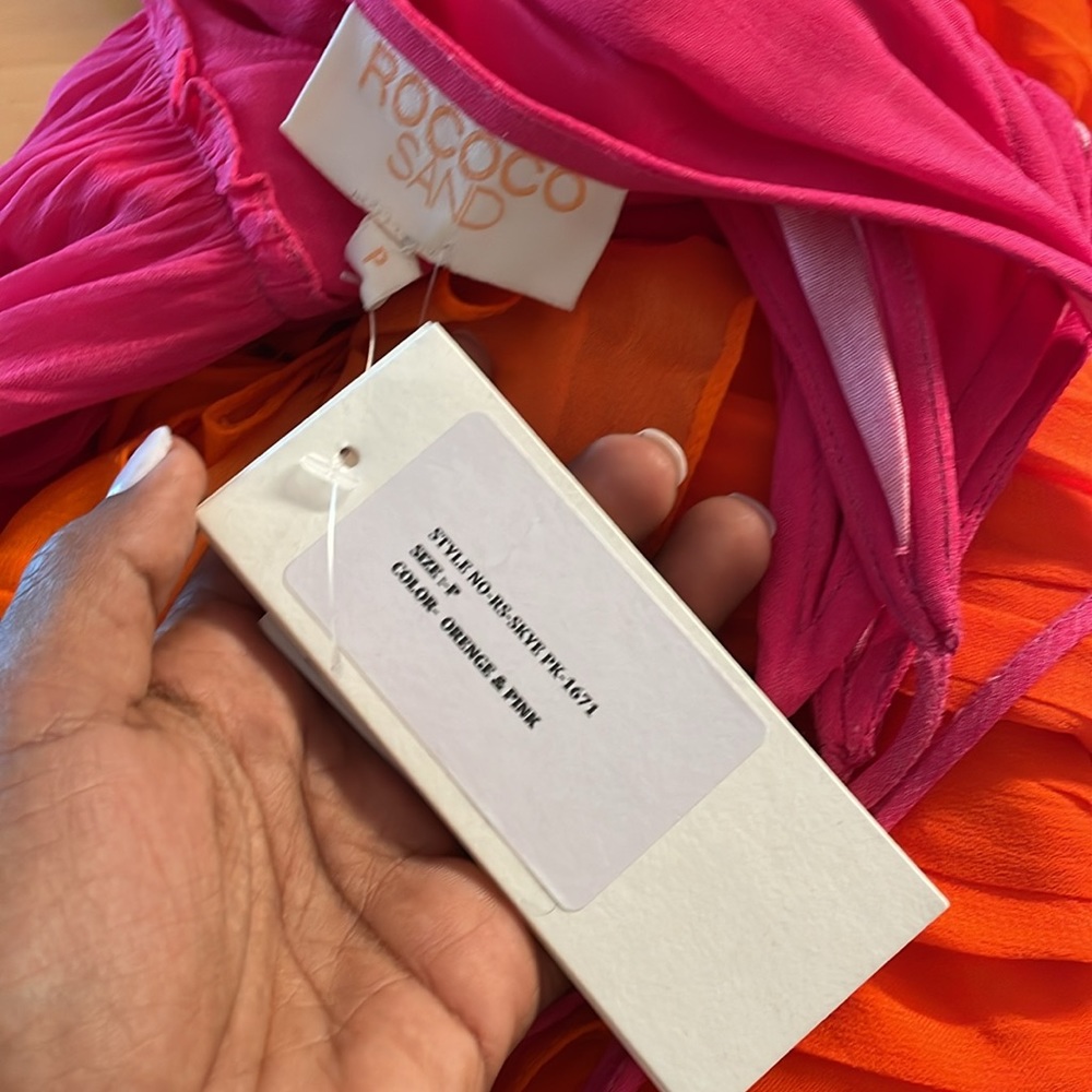 NWT Rococo Sand Skye Short Orange Pink Size P mini dress. - Picture 4 of 5
